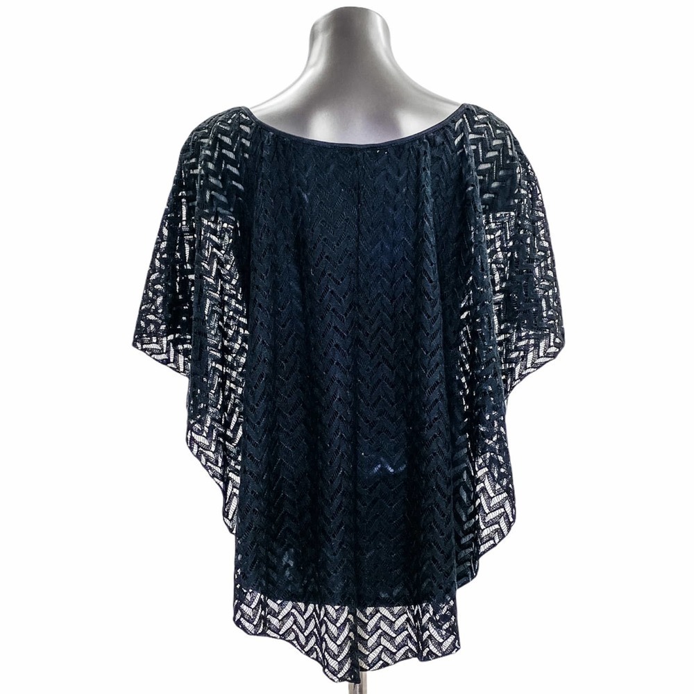 BRITTANY Black Crochet Cape Overlay Knit Blouse - Picture 2 of 10